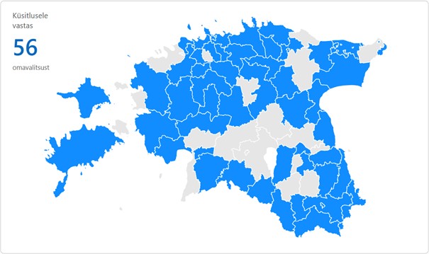 Eesti kaart küsitlusele vastanud omavalitsustega